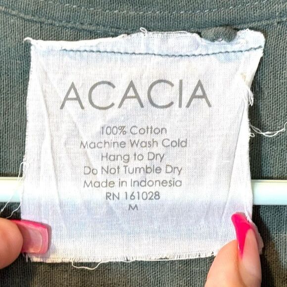 Acacia Swimwear Olive Green Oahu Oversized Dress Coverup Women's Medium - Picture 5 of 9